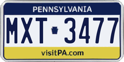 PA license plate MXT3477