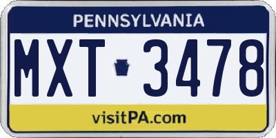 PA license plate MXT3478