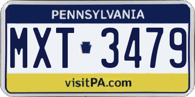 PA license plate MXT3479