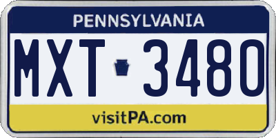 PA license plate MXT3480