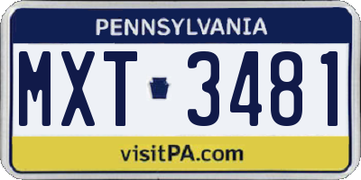 PA license plate MXT3481