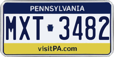 PA license plate MXT3482