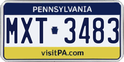 PA license plate MXT3483