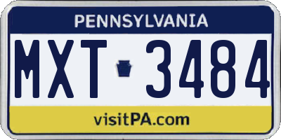 PA license plate MXT3484