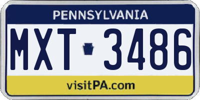 PA license plate MXT3486