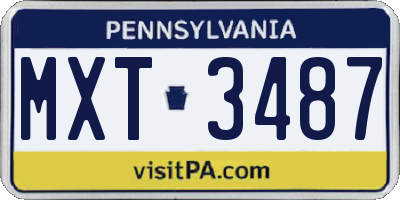 PA license plate MXT3487