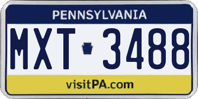 PA license plate MXT3488