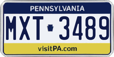PA license plate MXT3489