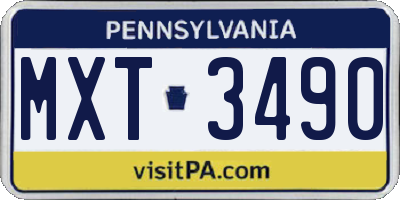 PA license plate MXT3490