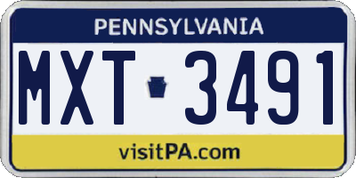 PA license plate MXT3491