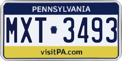 PA license plate MXT3493