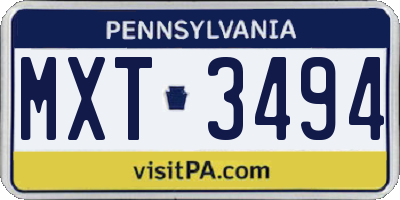 PA license plate MXT3494