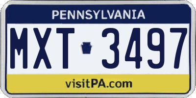 PA license plate MXT3497