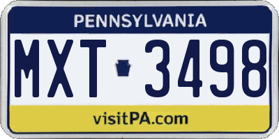 PA license plate MXT3498