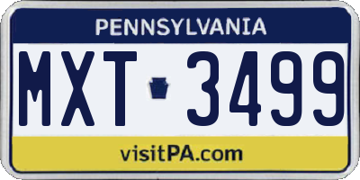 PA license plate MXT3499