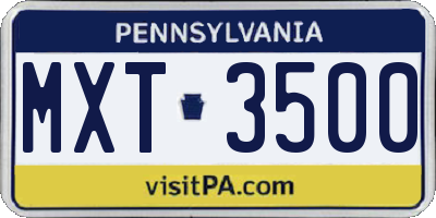 PA license plate MXT3500