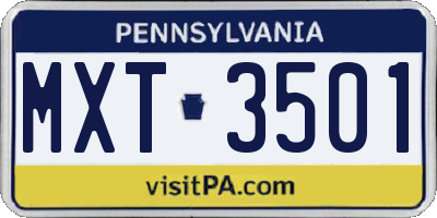 PA license plate MXT3501