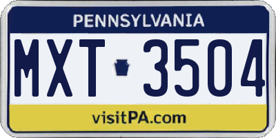 PA license plate MXT3504