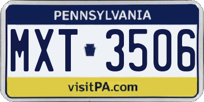 PA license plate MXT3506
