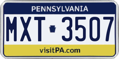 PA license plate MXT3507