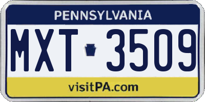 PA license plate MXT3509