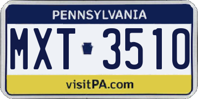 PA license plate MXT3510