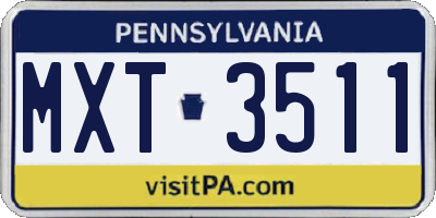 PA license plate MXT3511