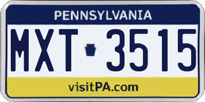 PA license plate MXT3515