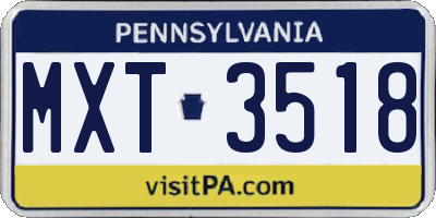 PA license plate MXT3518