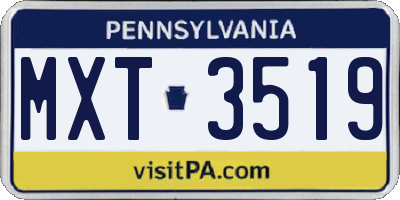 PA license plate MXT3519