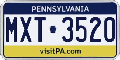 PA license plate MXT3520