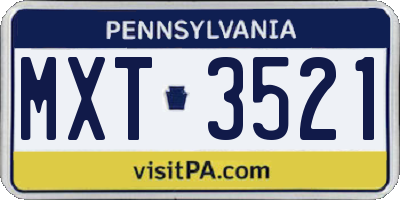 PA license plate MXT3521