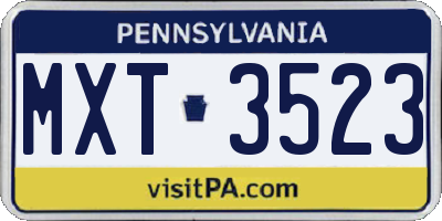 PA license plate MXT3523