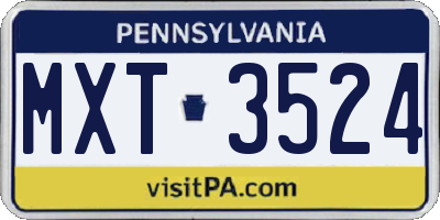 PA license plate MXT3524