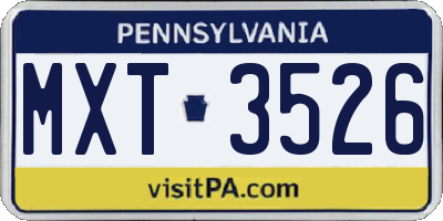 PA license plate MXT3526