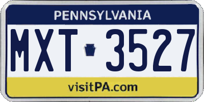 PA license plate MXT3527