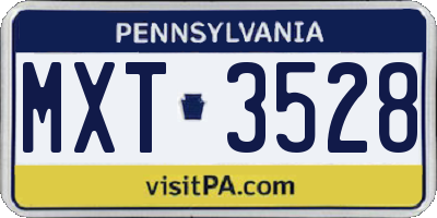 PA license plate MXT3528