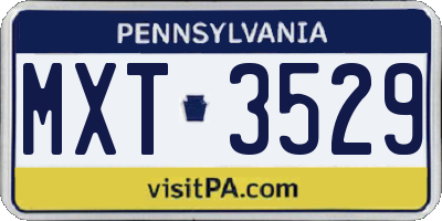 PA license plate MXT3529