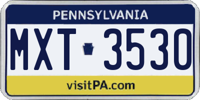 PA license plate MXT3530