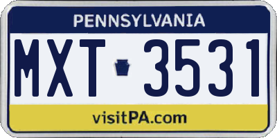 PA license plate MXT3531