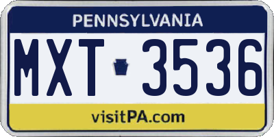PA license plate MXT3536