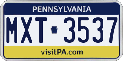 PA license plate MXT3537