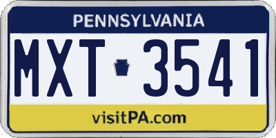 PA license plate MXT3541