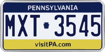 PA license plate MXT3545