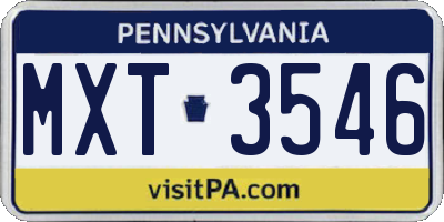 PA license plate MXT3546
