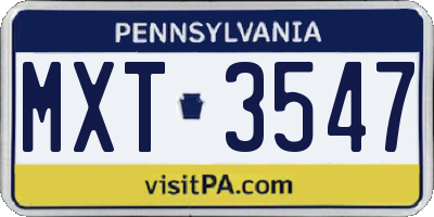 PA license plate MXT3547
