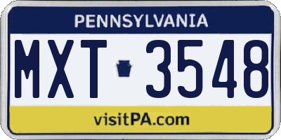 PA license plate MXT3548