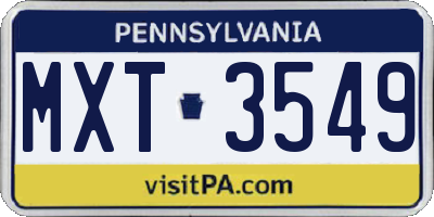 PA license plate MXT3549