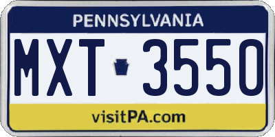 PA license plate MXT3550
