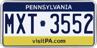 PA license plate MXT3552